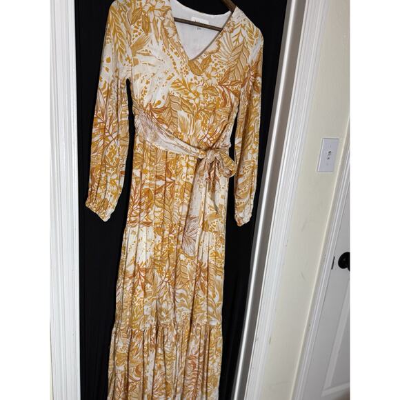 BOHOME Collection Women's Dress XS Maxi Marigold White Tropical Resort Peasant - Picture 5 of 11